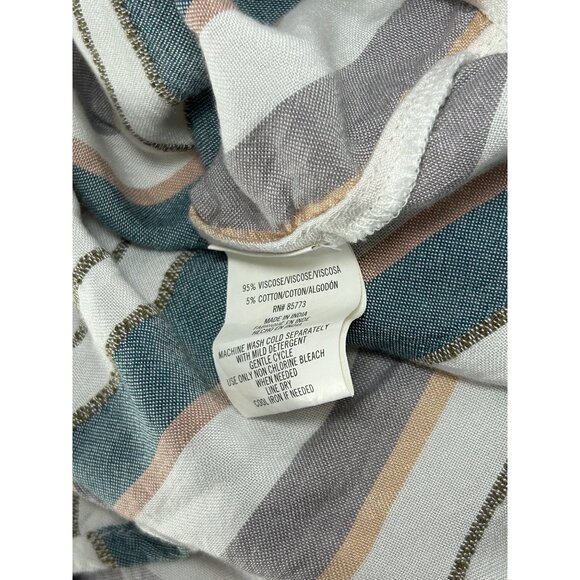 O’NEILL Jumpsuit Sz M Multicolor Stripe Ruffle Wide Leg Pantsuit Cotton Viscose - Picture 12 of 12